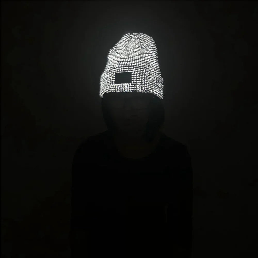 TOHUIYAN Reflective Knitted Hats Magical High Visibility Winter Warm Caps Women Men Bonnet Beanie Hat for Night Running Walking