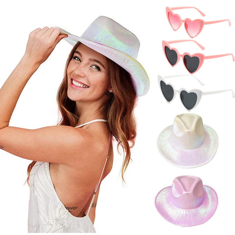 Hot Cowgirl Hat Men and Women's EL Wire Glow Cowboy Hat Wedding Party Supplies Glowing Jazz Hat Stage Shining Caps Photo Props