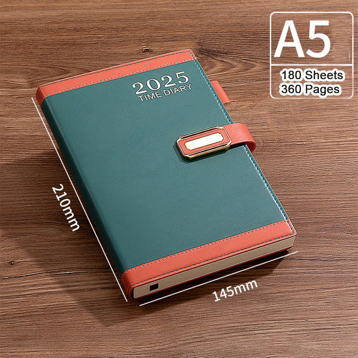 (Can Engrave Logo) A5 Thickened Leather Student Subject Notebook, New 2025 Buckle Notepad, Travel Log, Diary, 180 Sheets