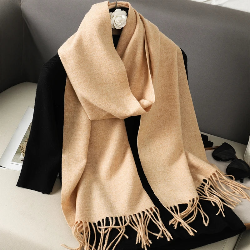 New 62 Color Winter Scarf For Women Long Warm Cashmere Scarves Hijab Solid Lady Shawl Wrap Female Pashmina Bandana Head Scarfs