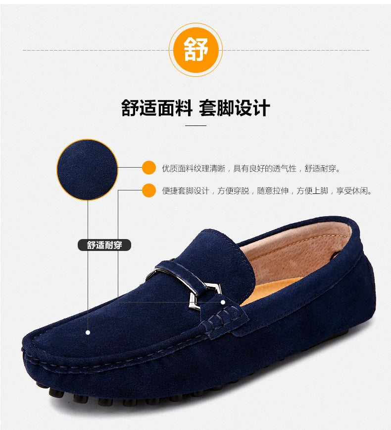 New Designer Men Moccasins Casual Shoes Red Gray Blue Youth Classics Business Moccasin Loafers Suede Leather Adult Leisure Shoes