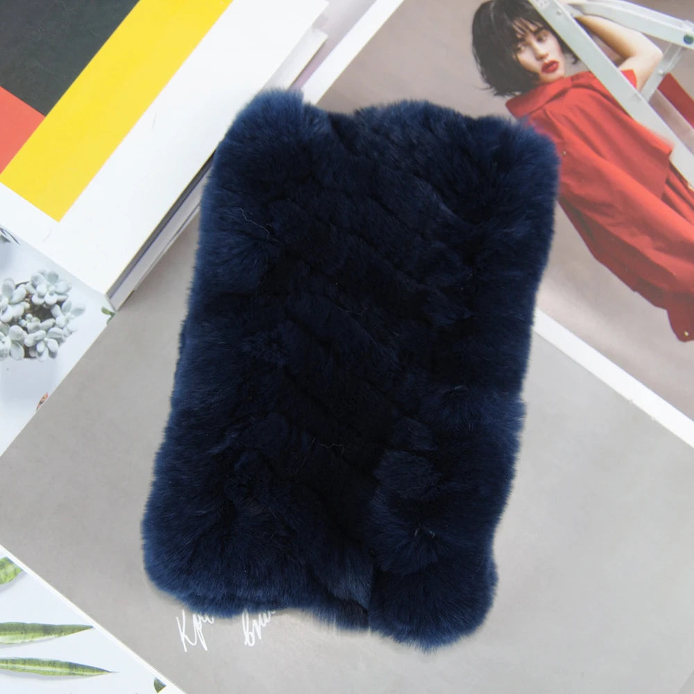 Hot Sale Brand Women Real Rex Rabbit Fur Scarf Girls Warm Soft Knitted Good Elastic Rabbit Fur Headband Natural Fur Ring Scarves