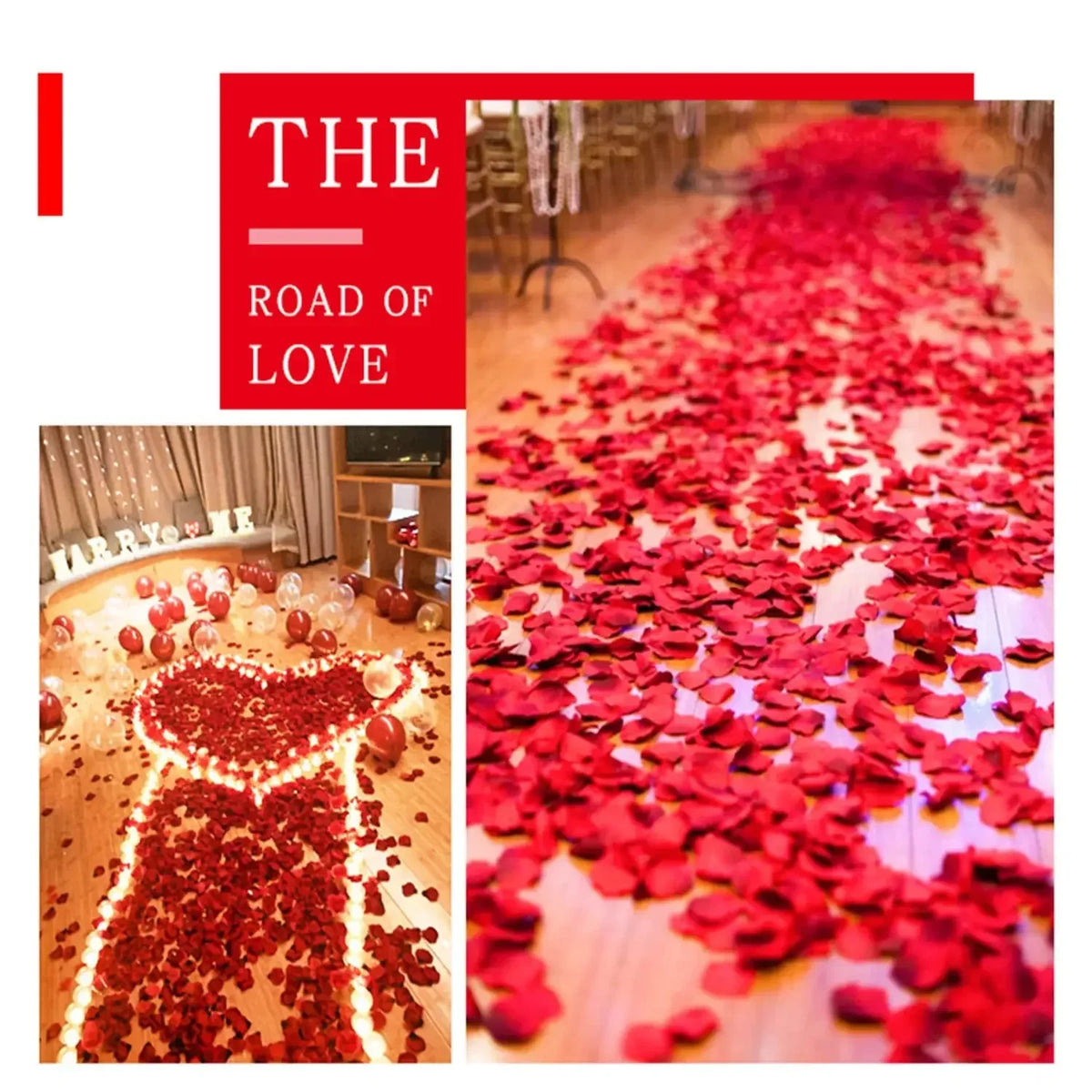 Red Silk Fake Rose Petals (100/10,000pcs) – Artificial Flower Petals for Valentine’s Day, Weddings, and Romantic Party Decor