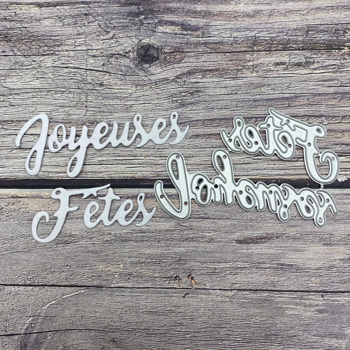 French Words 'Joyeuses Fêtes', 'Joyeux Noël', and 'Bonne Année' Metal Cutting Dies – Perfect for Greeting Card Making, Scrapbooking, and DIY Gifts, 2024 New