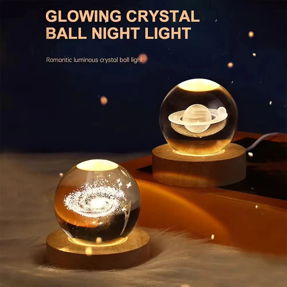 NEW Unique 3D Crystal Ball Lamp with Galaxy and Planetary Projections USB Night Light for Cozy Atmosphere plasma ball