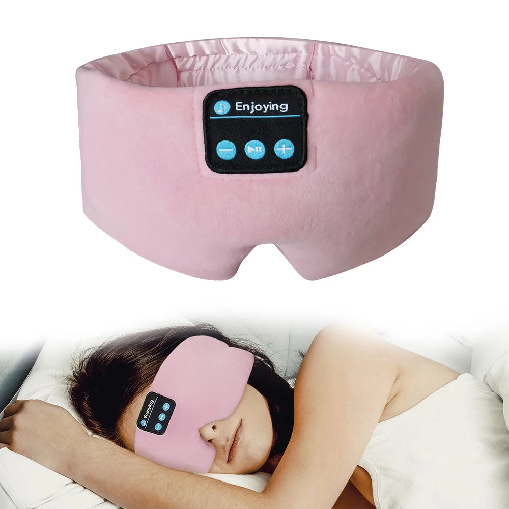 Soft Sleep Mask Bluetooth Wireless Headphones, Sleeping Headphones Adjustable Music Eye Mask Silk for Sleeping Meditation