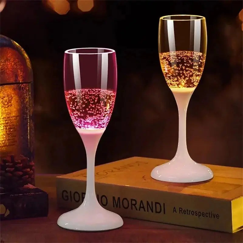 LED Light Up Cups Wine Champagne Flutes Party Favors Adults Colored Plastic Champagne Flutes Drinking Glasses Glow in 1pc