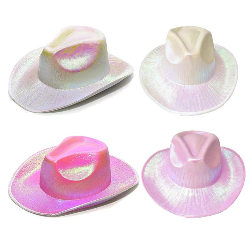 Hot Cowgirl Hat Men and Women's EL Wire Glow Cowboy Hat Wedding Party Supplies Glowing Jazz Hat Stage Shining Caps Photo Props