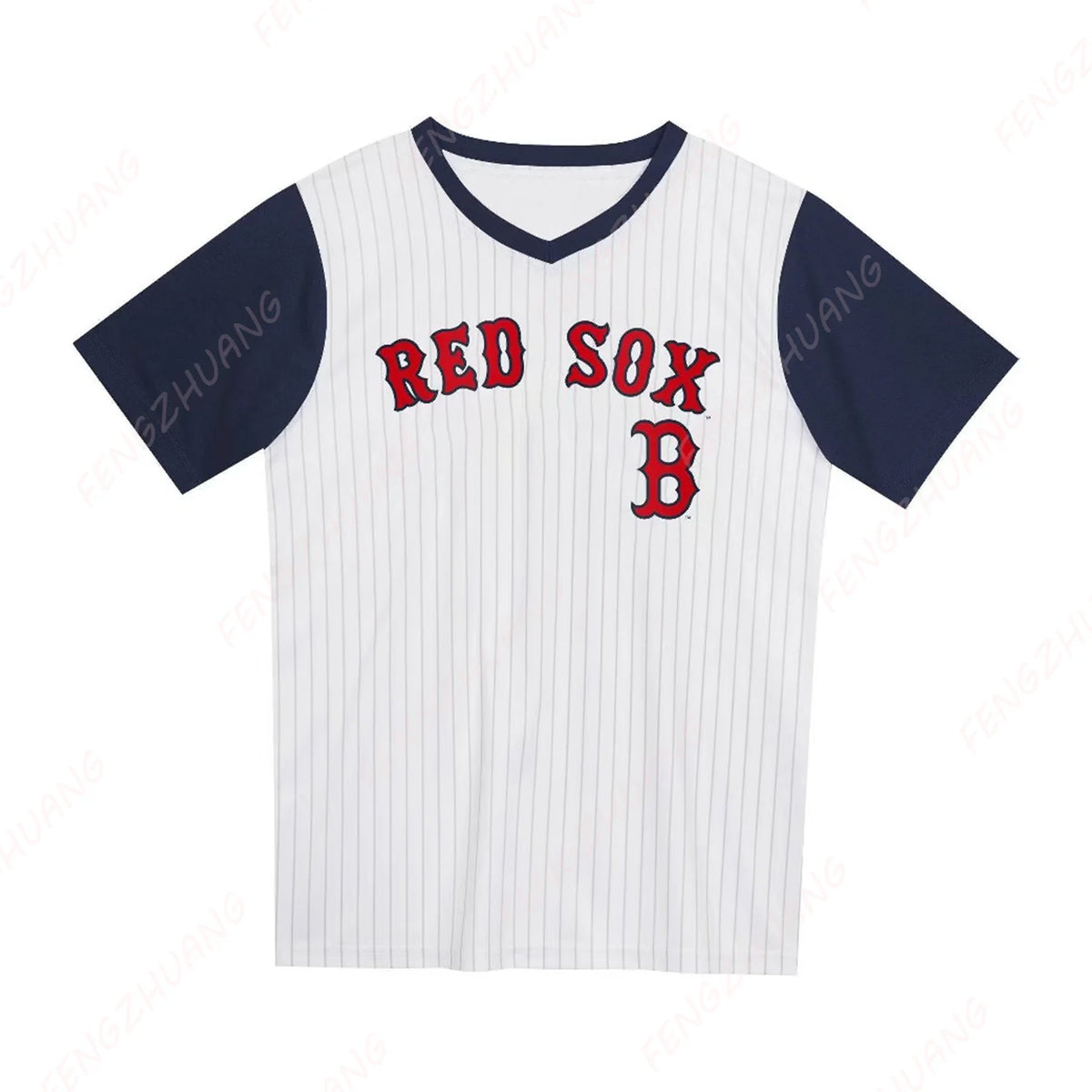Boston Red Sox Pinstripe Jersey Outdoor Quick Dry Short Sleeve Comfortable Breathable Sportswear Summer Classic Loose T-Shirt