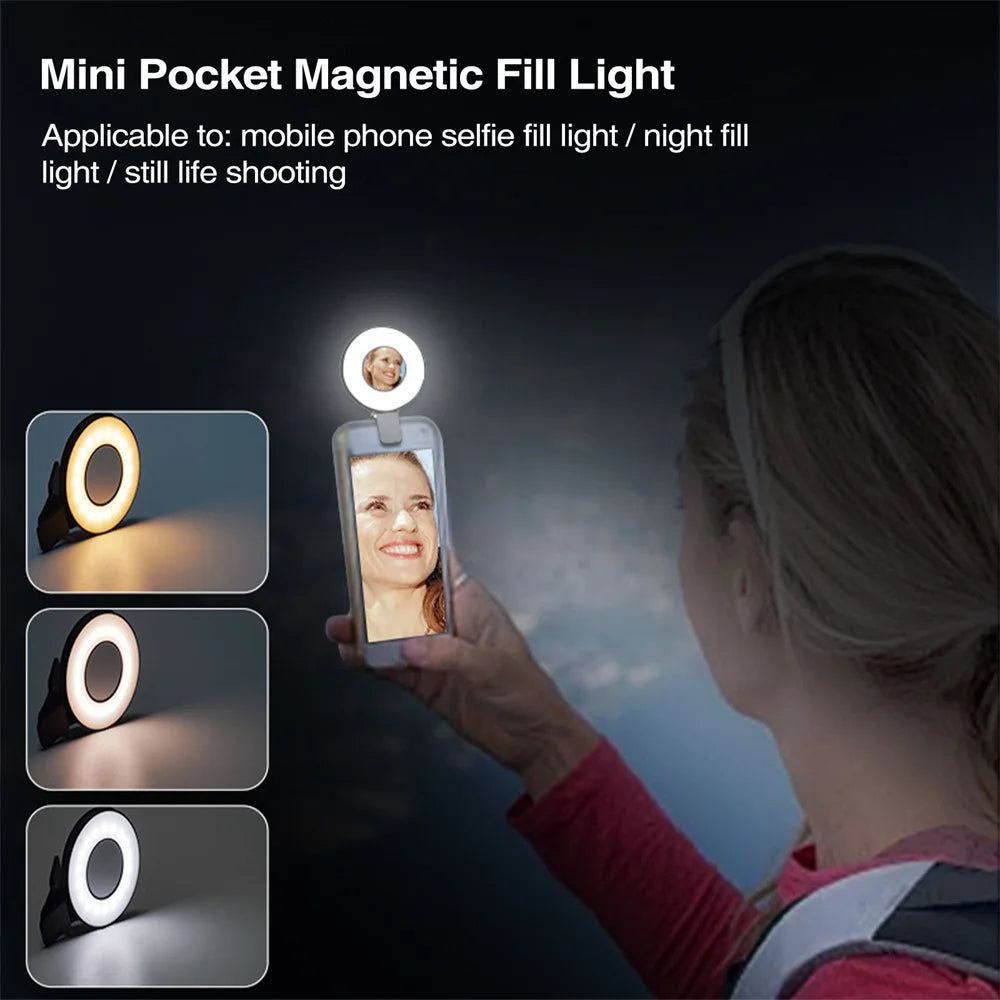 Magnetic Clip-On Smartphone Ring Led Light