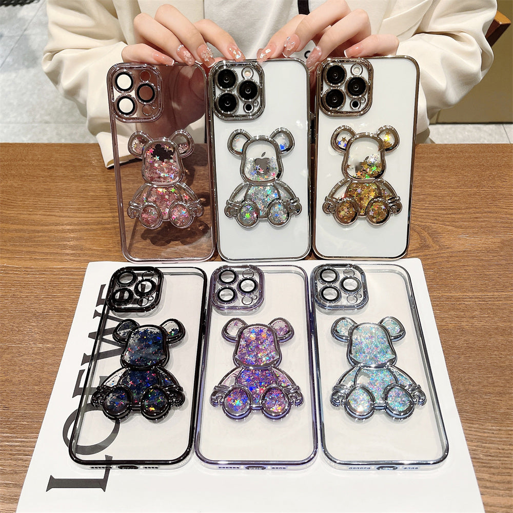 iPhone Case with Glitter Cartoon Bear